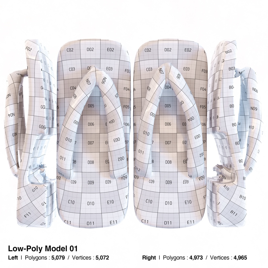 右近下駄セット(男性用) 【3Dモデル】