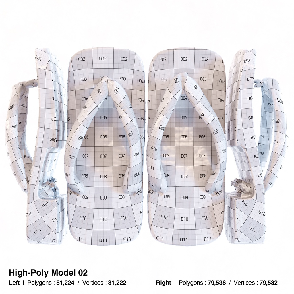 右近下駄セット(男性用) 【3Dモデル】