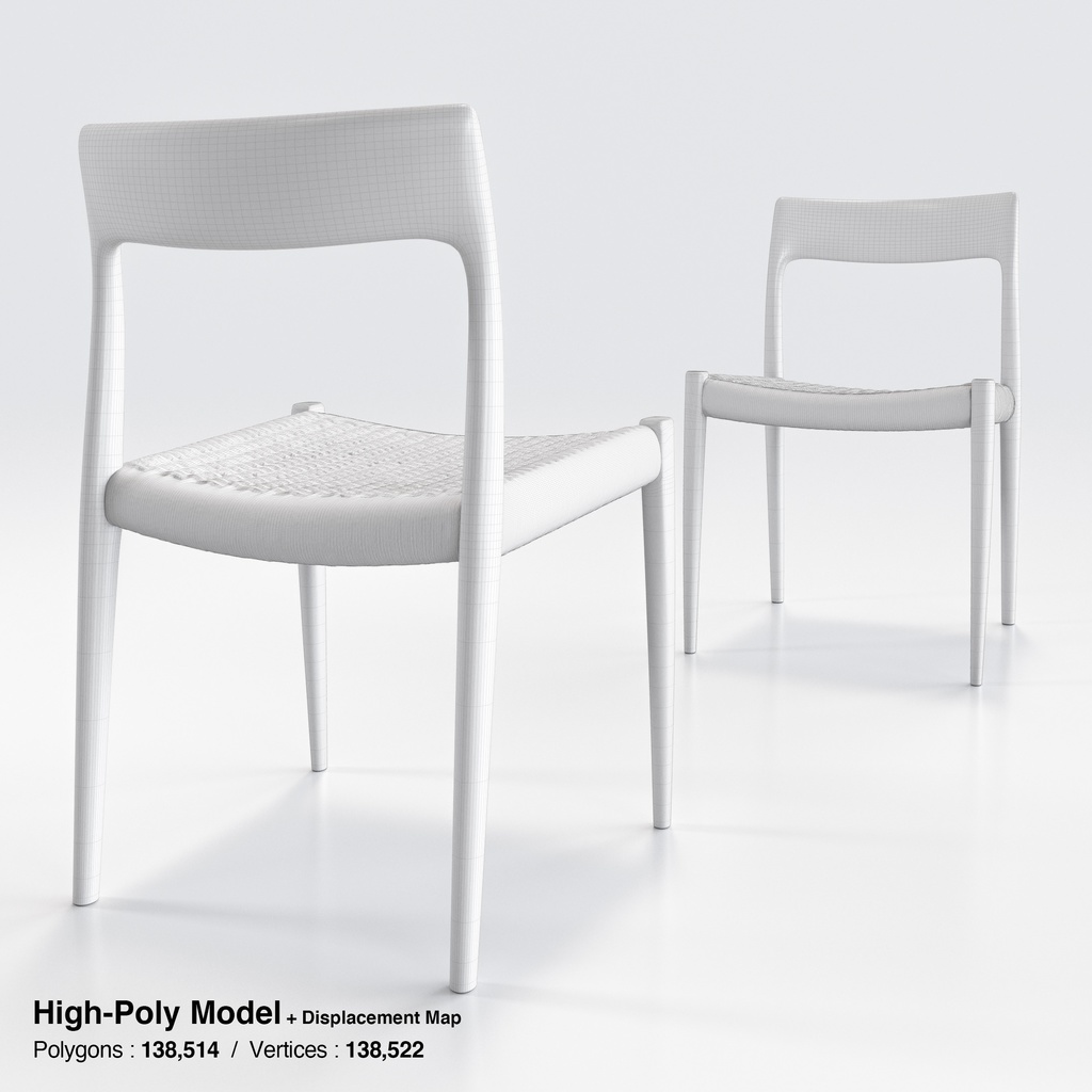 Moller Model 77 ダイニングチェア チーク&ペーパーコード【3Dモデル】
