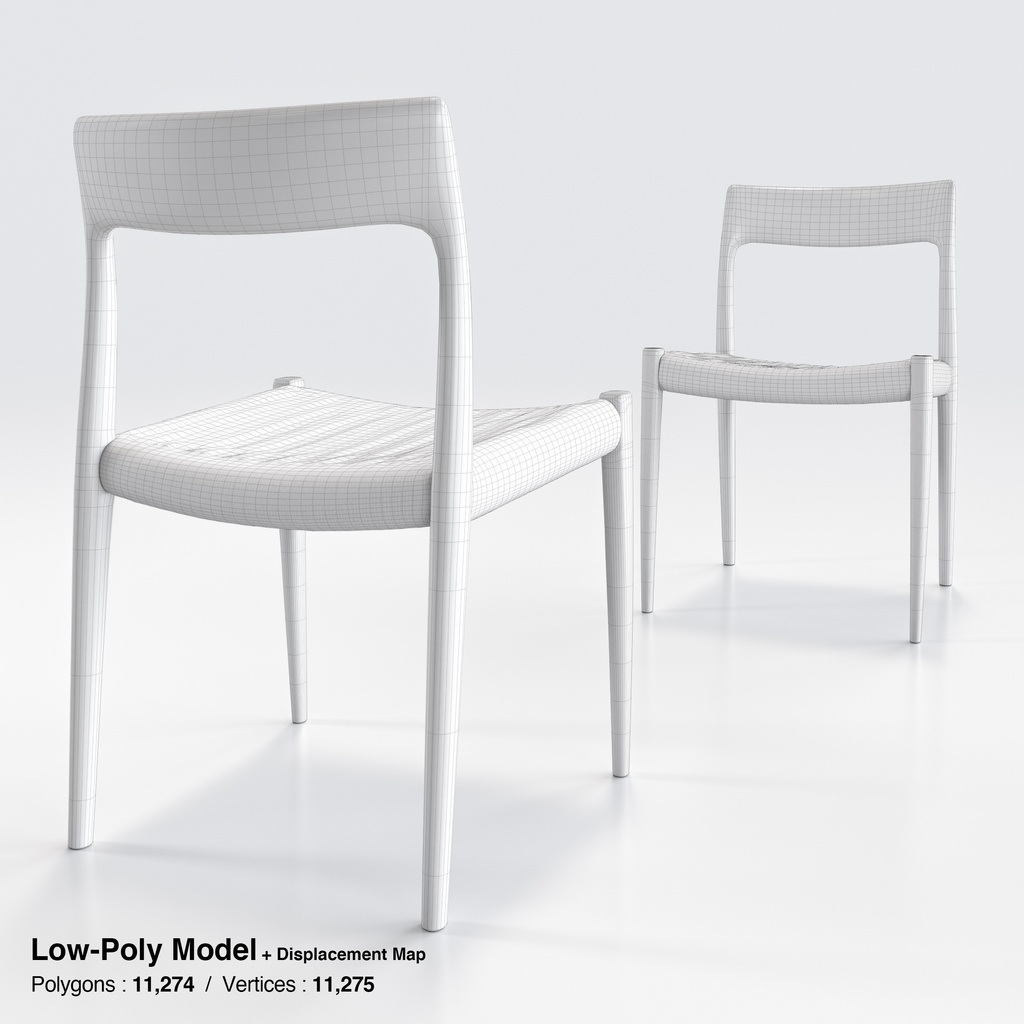 Moller Model 77 ダイニングチェア チーク&ペーパーコード【3Dモデル】