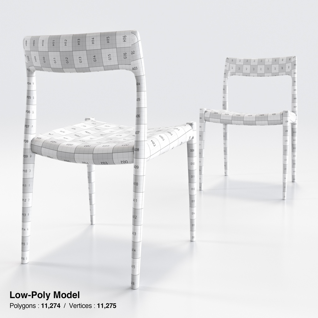 Moller Model 77 ダイニングチェア チーク&ペーパーコード【3Dモデル】