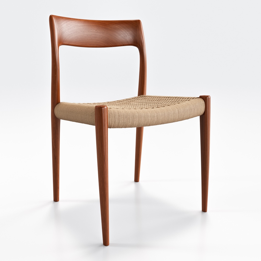 Moller Model 77 ダイニングチェア チーク&ペーパーコード【3Dモデル】