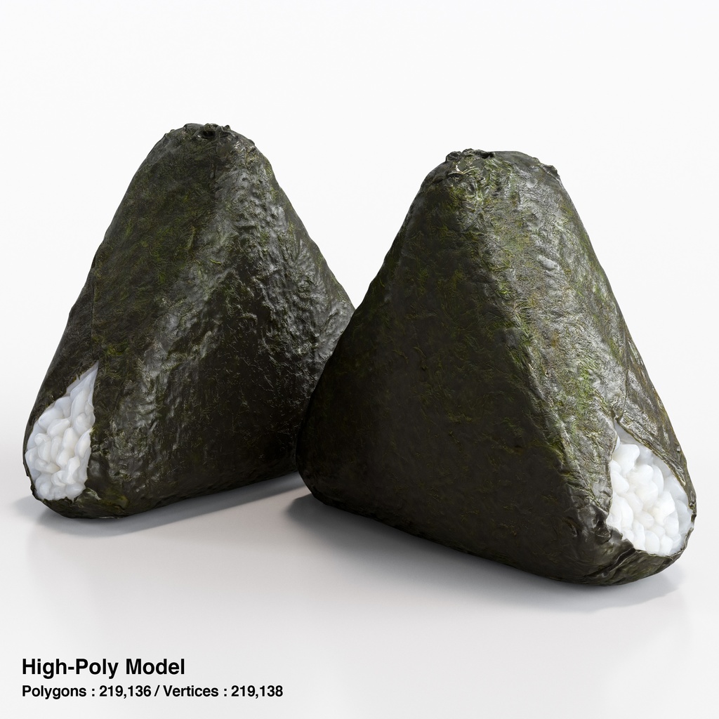 コンビニおにぎり - 辛子明太子(パッケージ付き)【3Dモデル】