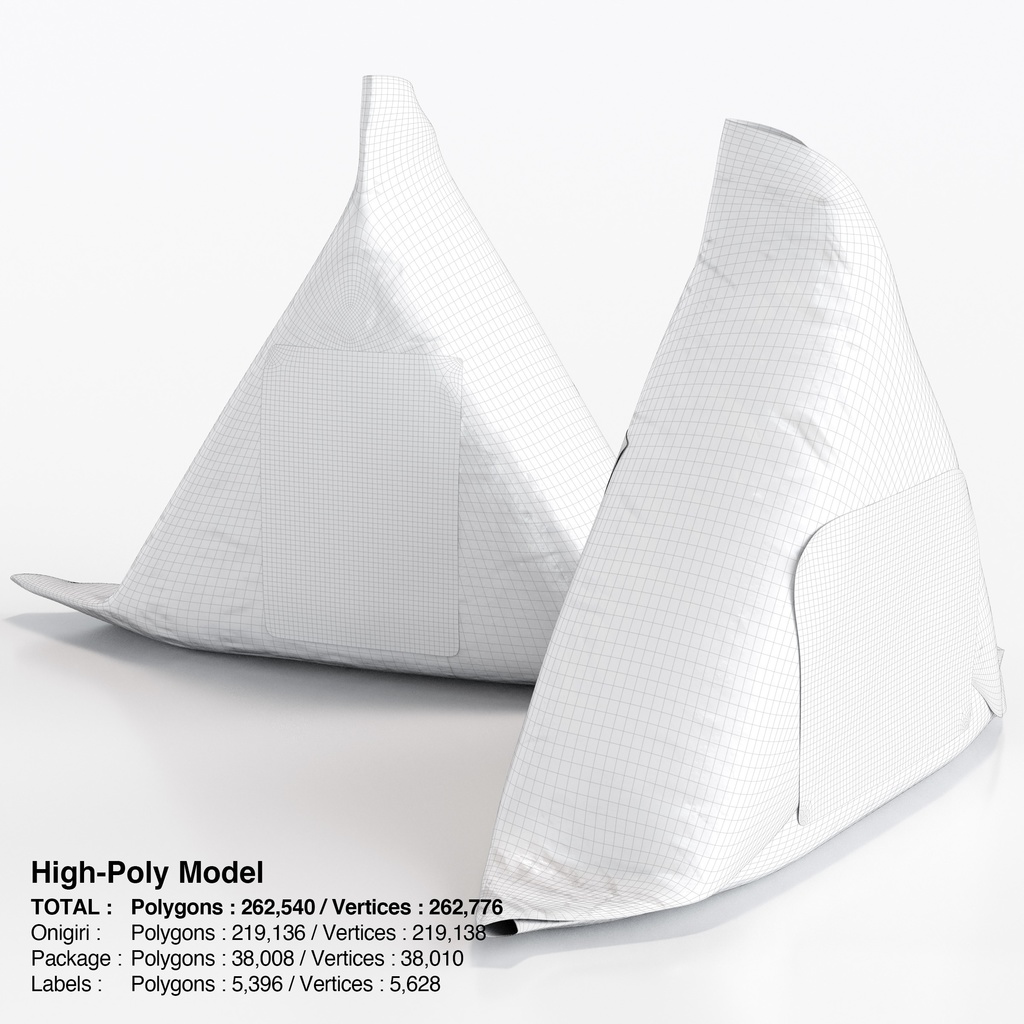 コンビニおにぎり - 辛子明太子(パッケージ付き)【3Dモデル】