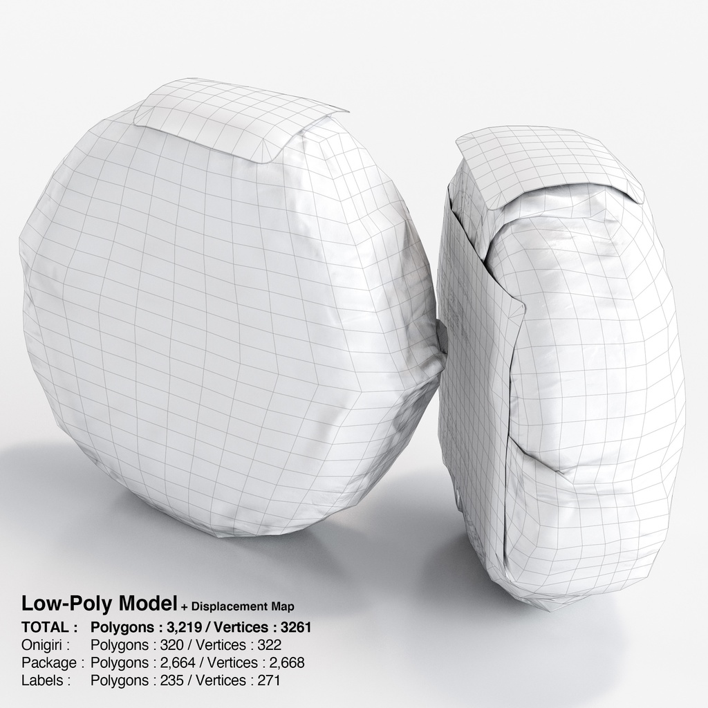 コンビニおにぎり - 赤飯(パッケージ付き)【3Dモデル】