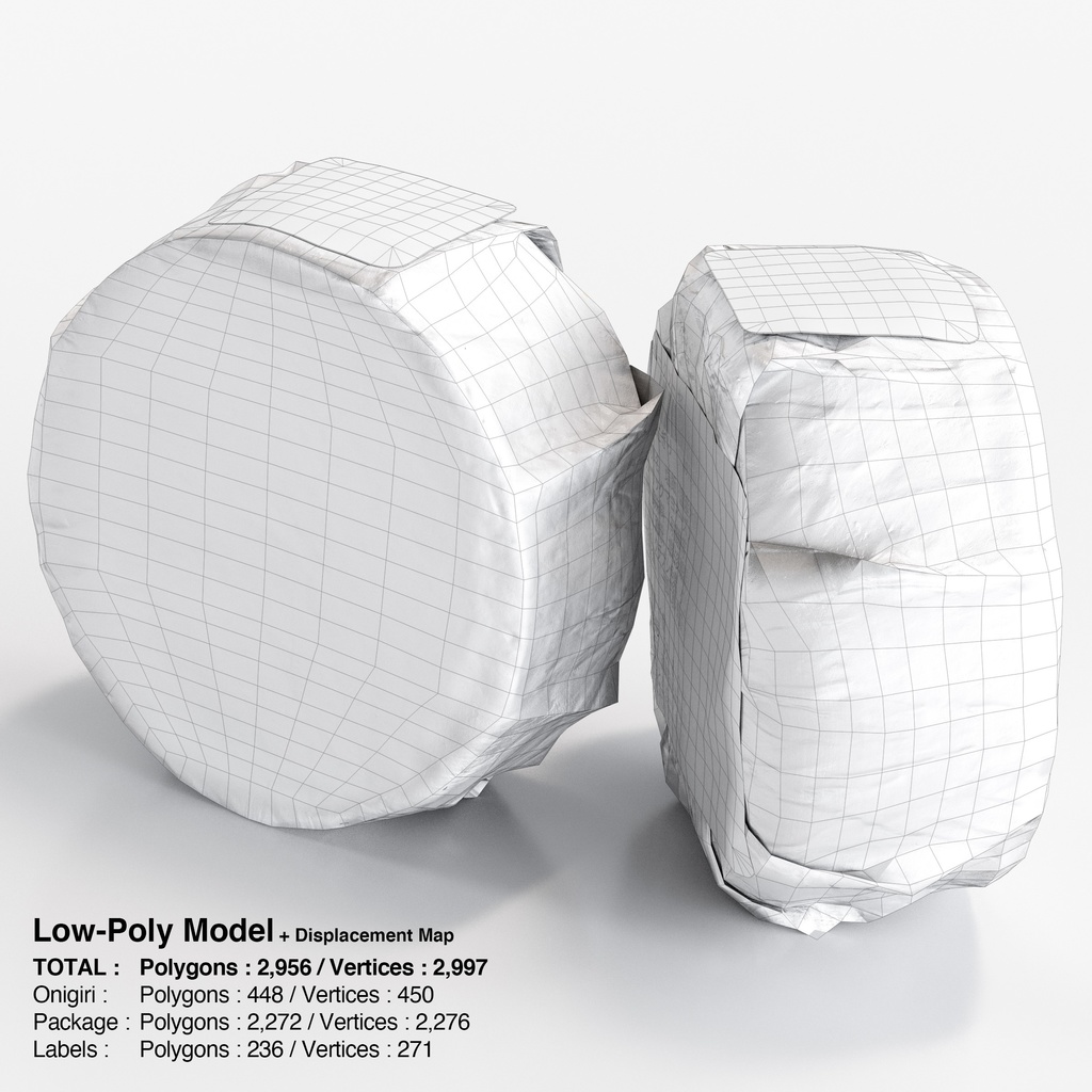 コンビニおにぎり - ソーセージ(パッケージ付き)【3Dモデル】