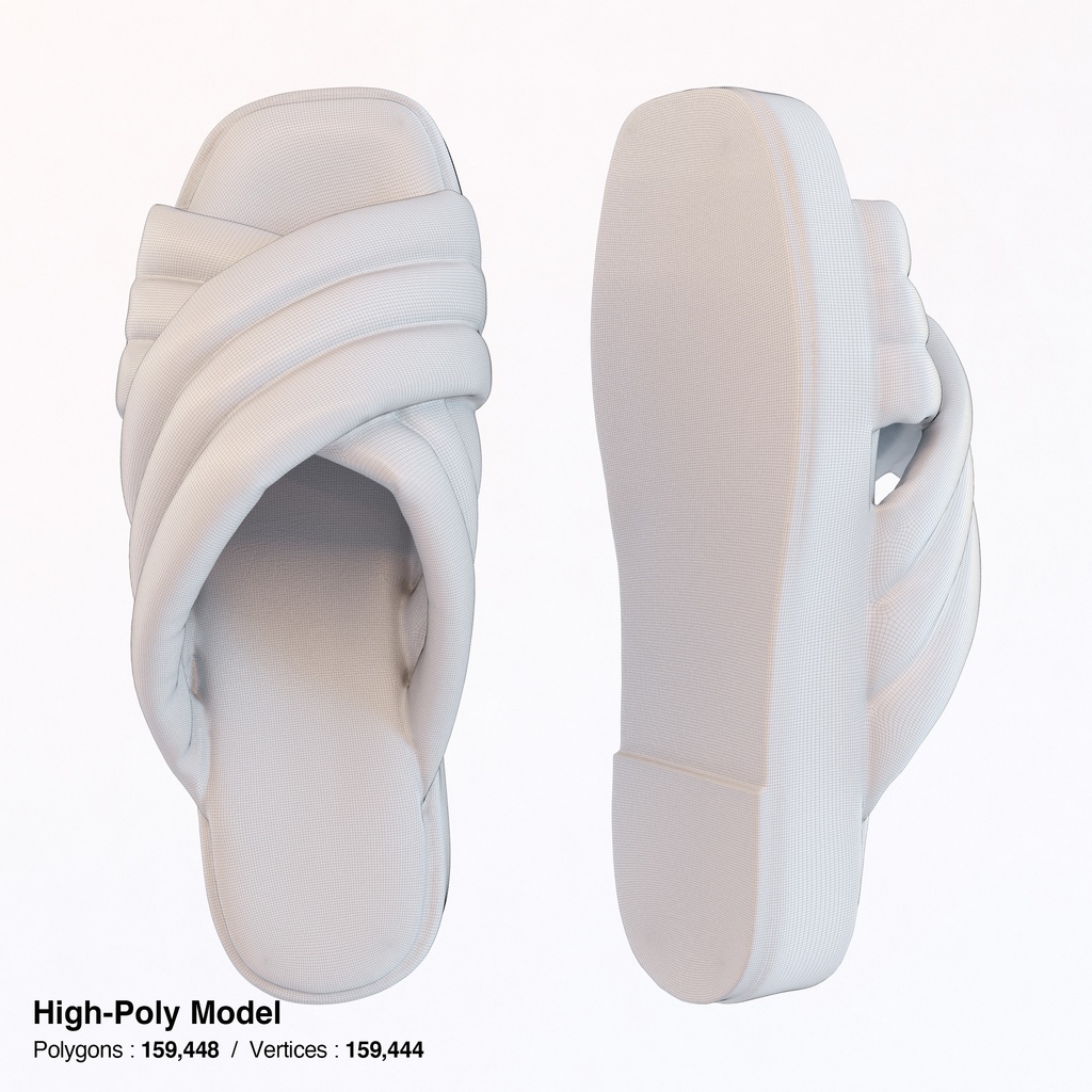パデッドサンダル クロスレザーサンダル【3Dモデル】
