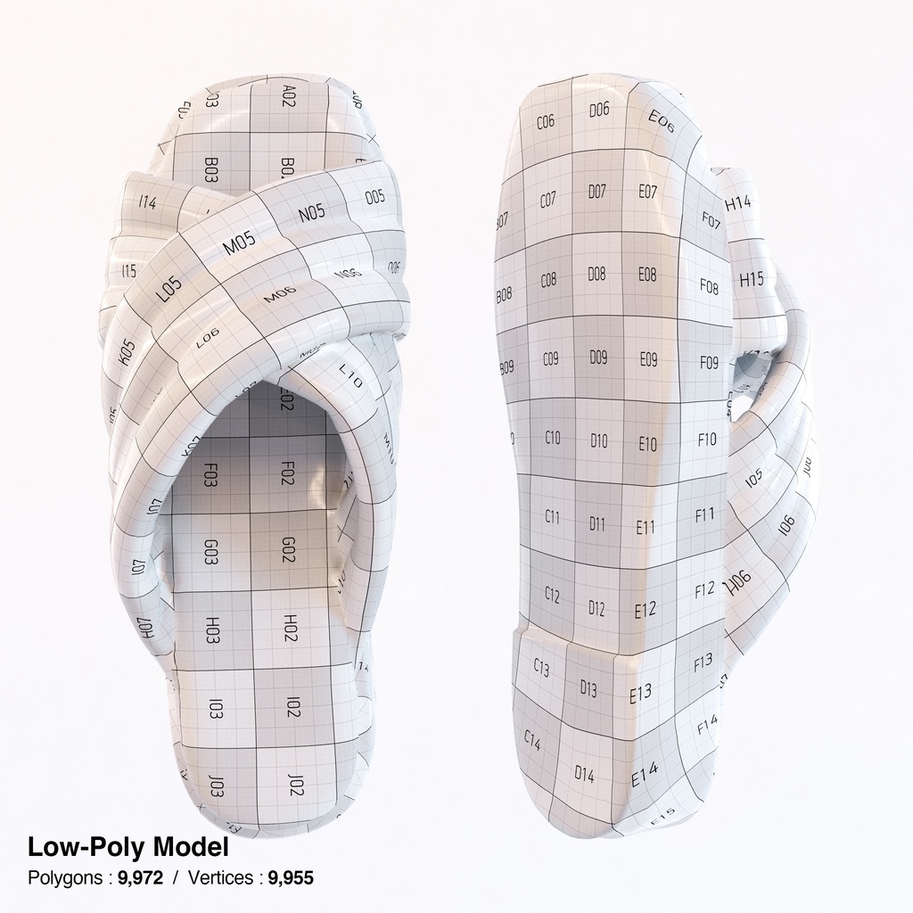 パデッドサンダル クロスレザーサンダル【3Dモデル】