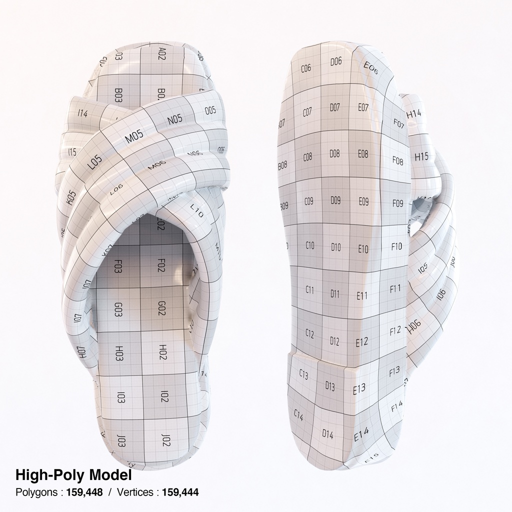 パデッドサンダル クロスレザーサンダル【3Dモデル】