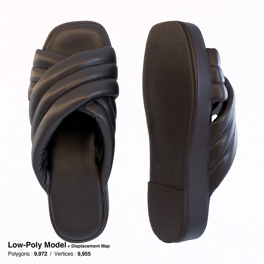 パデッドサンダル クロスレザーサンダル【3Dモデル】