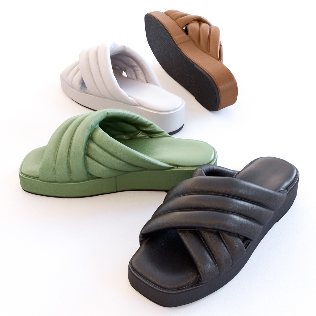 パデッドサンダル クロスレザーサンダル【3Dモデル】