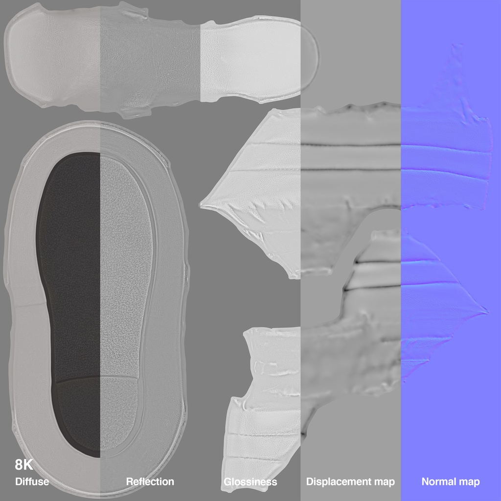 パデッドサンダル クロスレザーサンダル【3Dモデル】