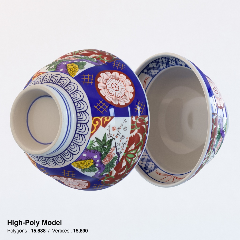 カツ丼 - 蓋付きどんぶりセット【3Dモデル】