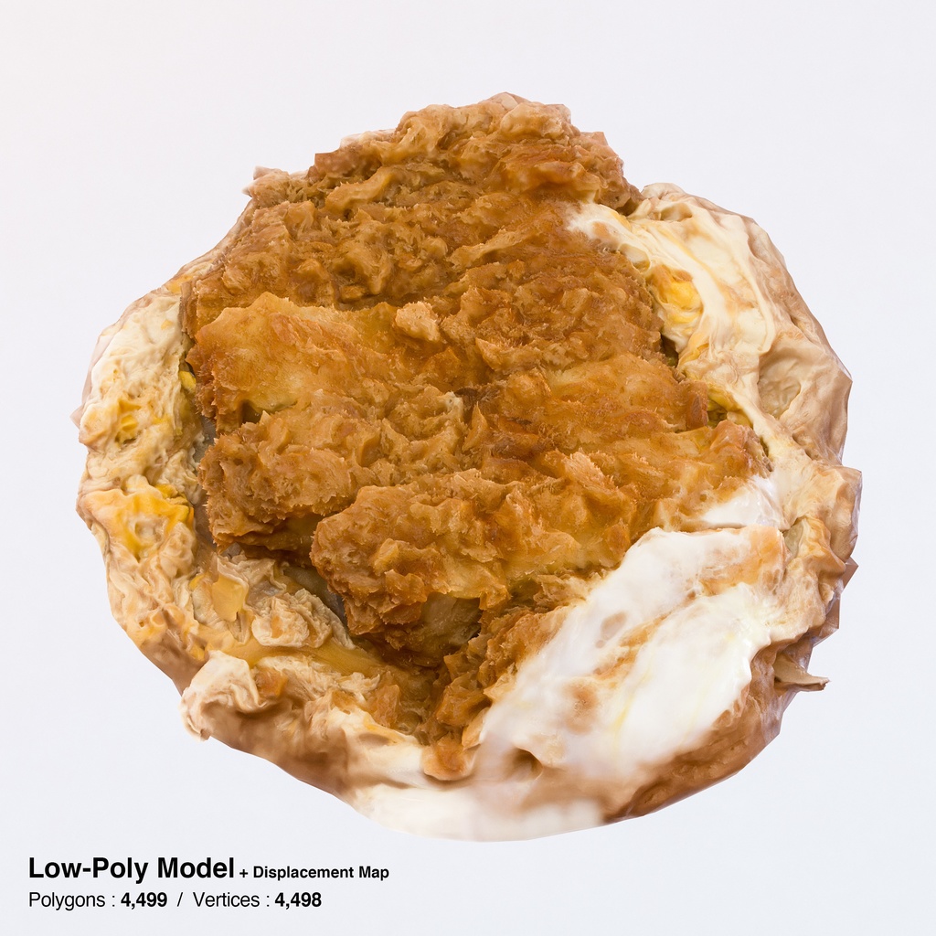 カツ丼 - 蓋付きどんぶりセット【3Dモデル】