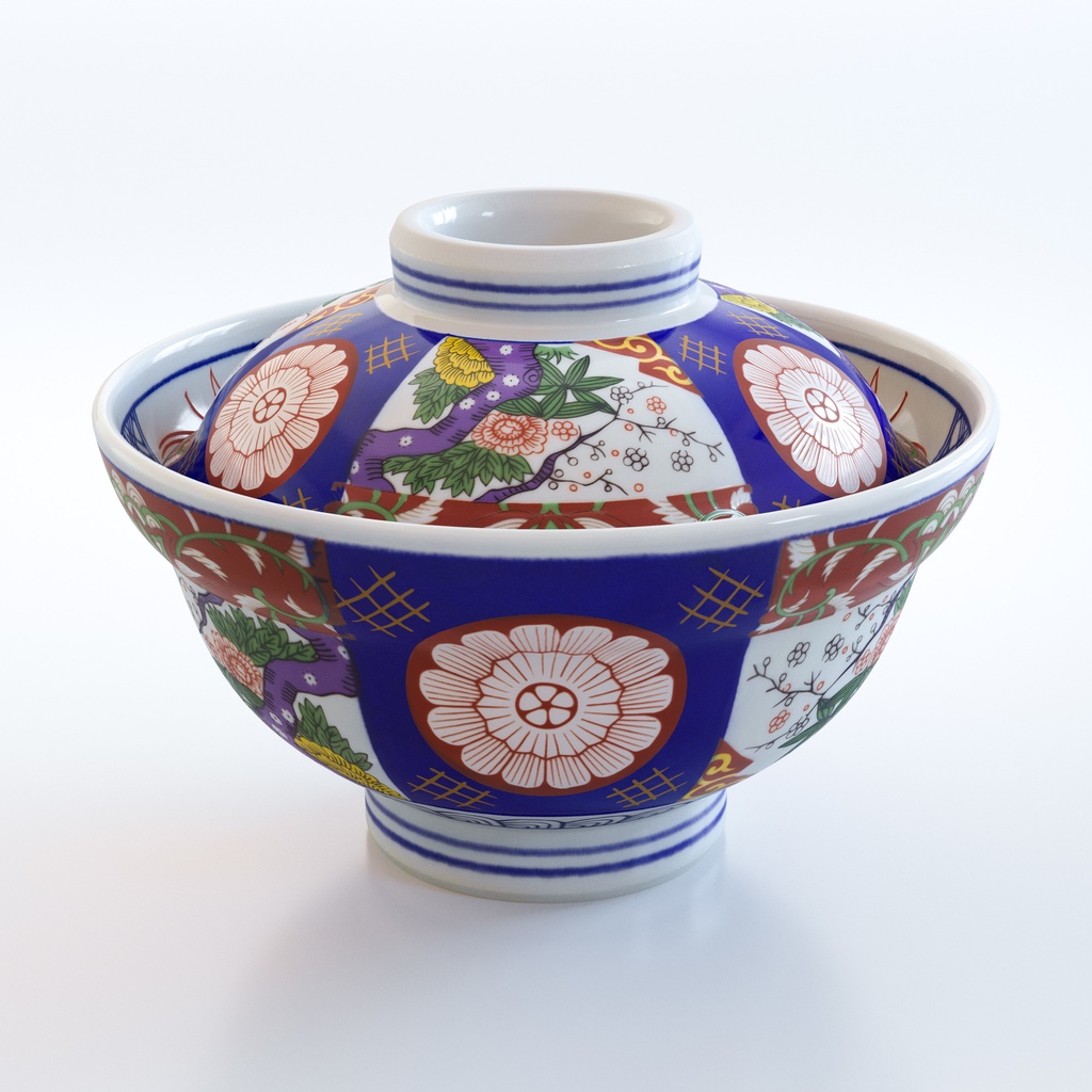 牛丼 - 蓋付きどんぶりセット【3Dモデル】