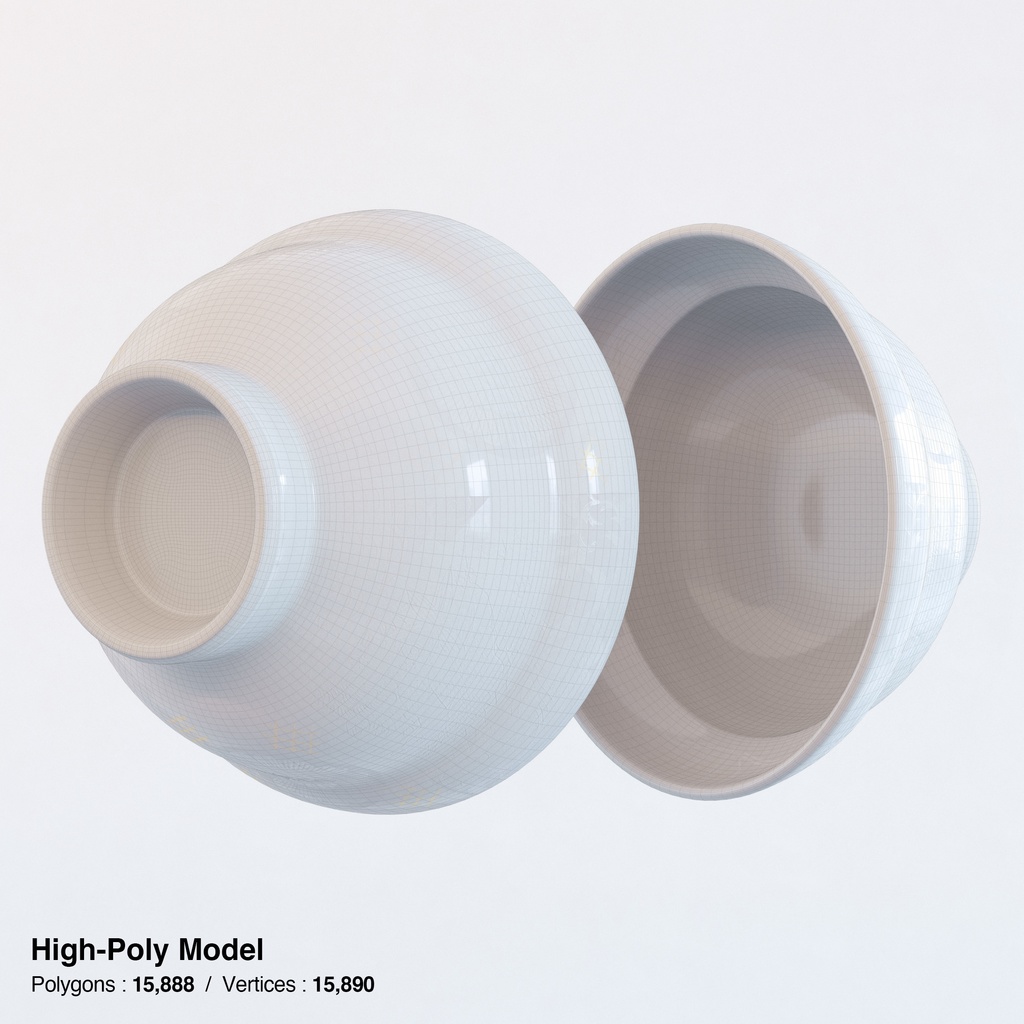 牛丼 - 蓋付きどんぶりセット【3Dモデル】