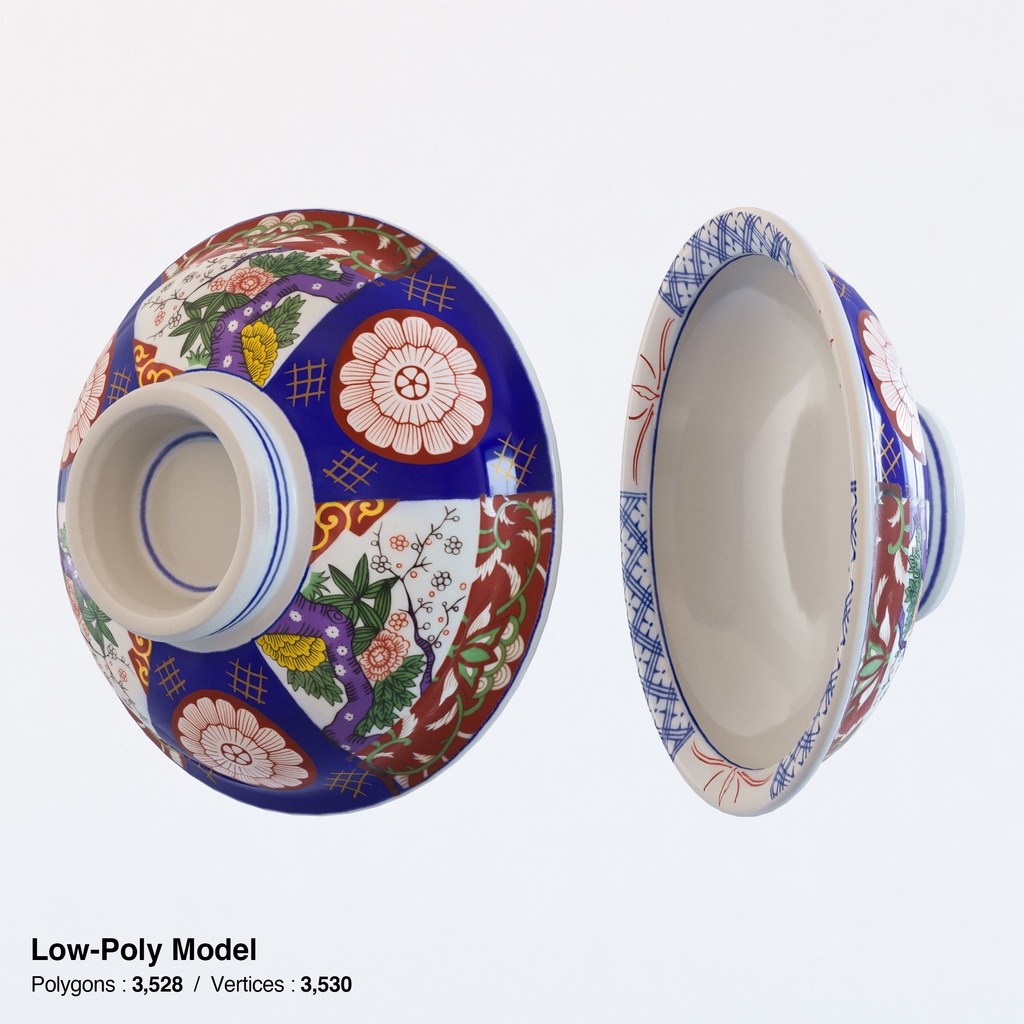 牛丼 - 蓋付きどんぶりセット【3Dモデル】