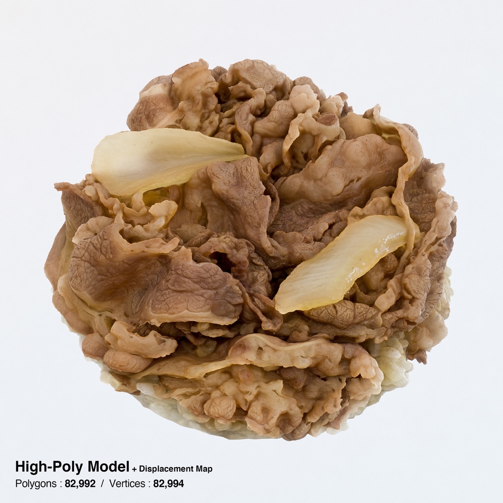 牛丼 - 蓋付きどんぶりセット【3Dモデル】