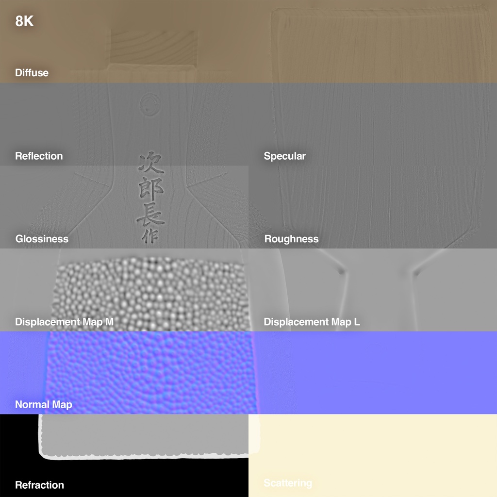 わさびおろし(鮫皮おろし)と山葵セット【3Dモデル】