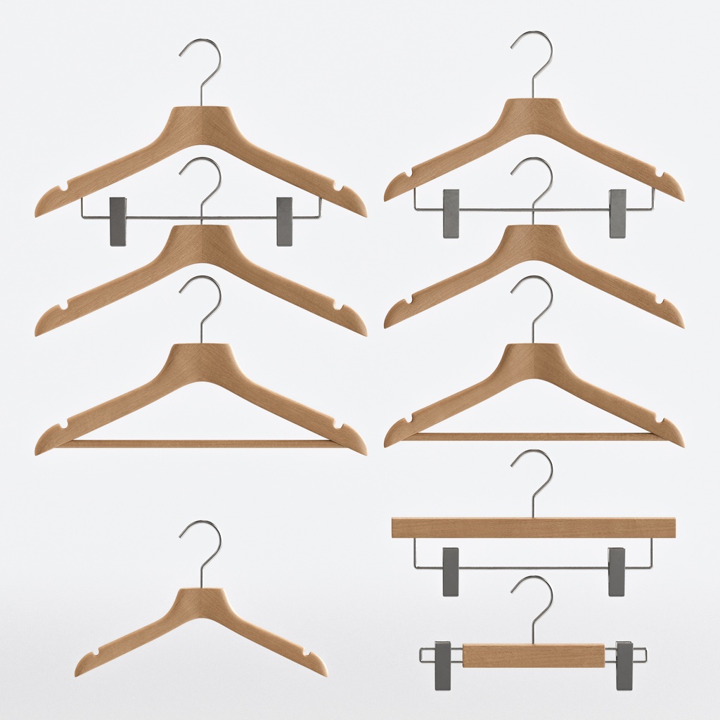 木製ハンガーコレクション【3Dモデル】