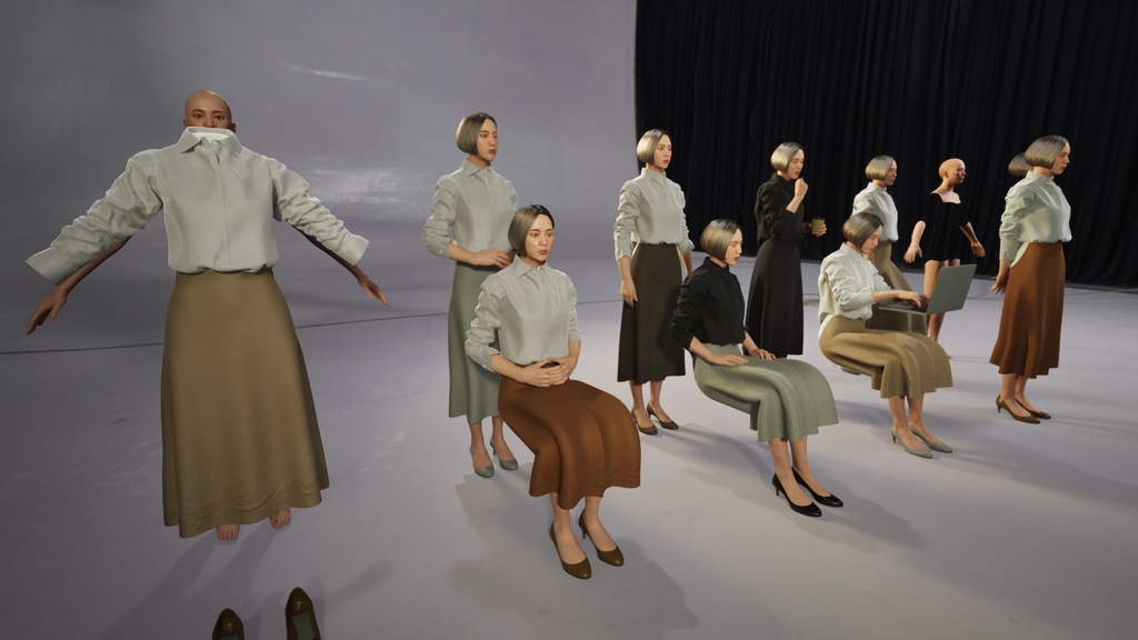 ビジネス女性3Dモデルver.2 B-FF2【UE5 / Blender / Cinema4D】モジュラーキャラクターシリーズ