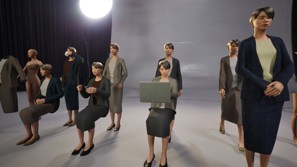 ビジネス女性3Dモデルver.2 B-FK2【UE5 / Blender / Cinema4D】モジュラーキャラクターシリーズ
