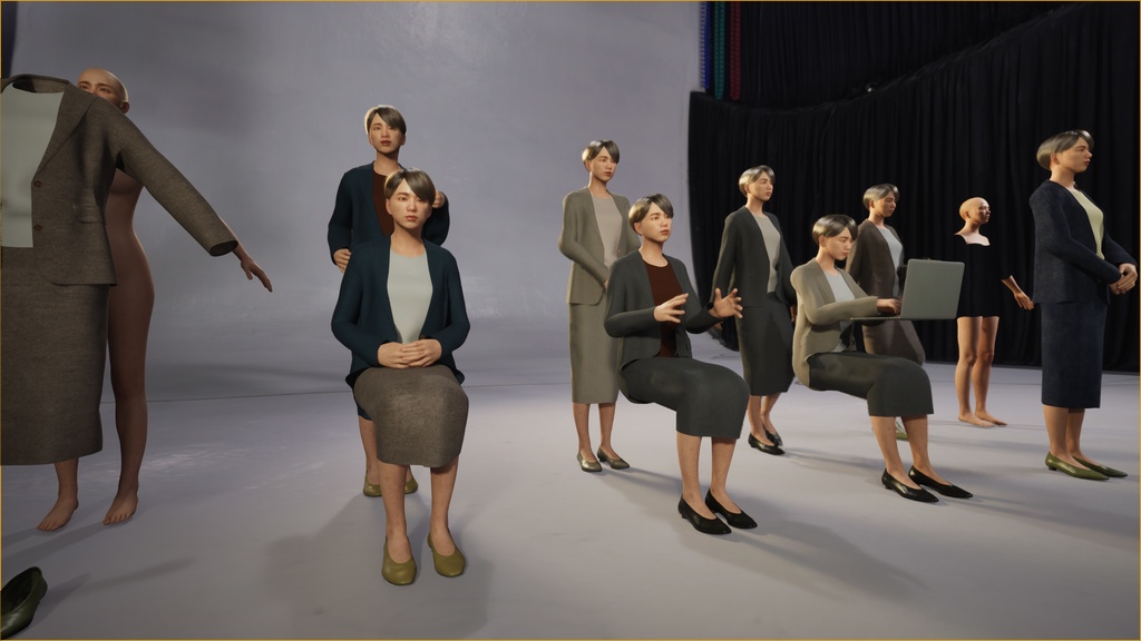 ビジネス女性3Dモデルver.2 B-FK2【UE5 / Blender / Cinema4D】モジュラーキャラクターシリーズ