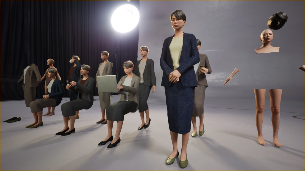 ビジネス女性3Dモデルver.2 B-FK2【UE5 / Blender / Cinema4D】モジュラーキャラクターシリーズ