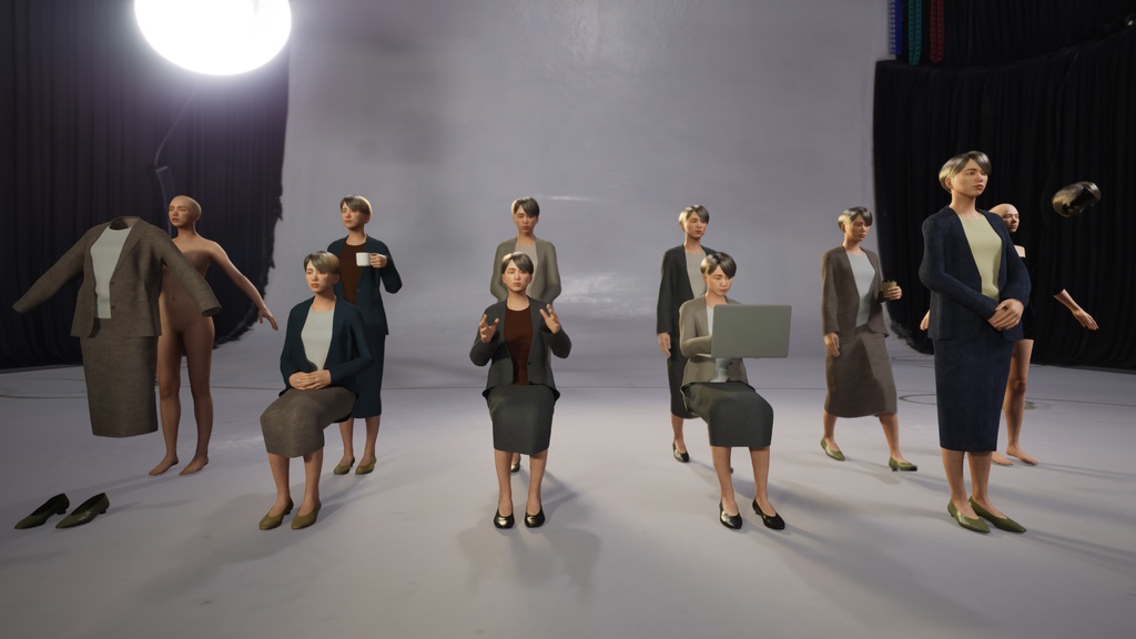 ビジネス女性3Dモデルver.2 B-FK2【UE5 / Blender / Cinema4D】モジュラーキャラクターシリーズ
