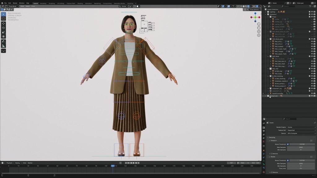 ビジネス女性3Dモデルver.2 B-FM2【UE5 / Blender / Cinema4D】モジュラーキャラクターシリーズ