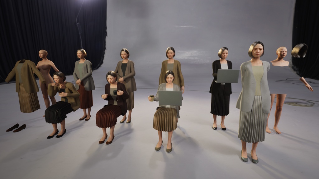 ビジネス女性3Dモデルver.2 B-FM2【UE5 / Blender / Cinema4D】モジュラーキャラクターシリーズ