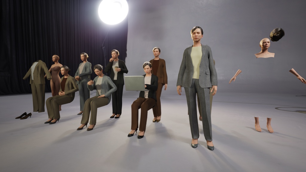 ビジネス女性3Dモデルver.2 B-FT2【UE5 / Blender / Cinema4D】モジュラーキャラクターシリーズ