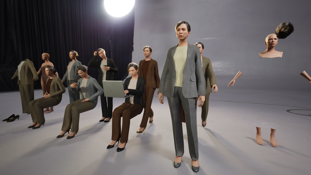 ビジネス女性3Dモデルver.2 B-FT2【UE5 / Blender / Cinema4D】モジュラーキャラクターシリーズ