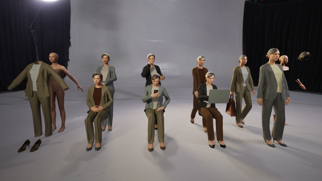 ビジネス女性3Dモデルver.2 B-FT2【UE5 / Blender / Cinema4D】モジュラーキャラクターシリーズ