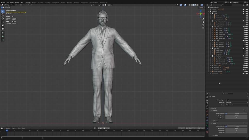 ビジネス男性3Dモデルver.2 B-MG2【UE5 / Blender / Cinema4D】モジュラーキャラクターシリーズ