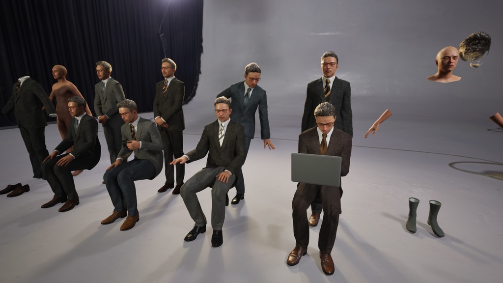 ビジネス男性3Dモデルver.2 B-MG2【UE5 / Blender / Cinema4D】モジュラーキャラクターシリーズ