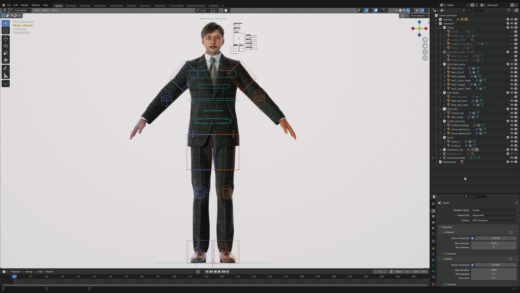 ビジネス男性3Dモデルver.2  B-MS2【UE5 / Blender / Cinema4D】モジュラーキャラクターシリーズ