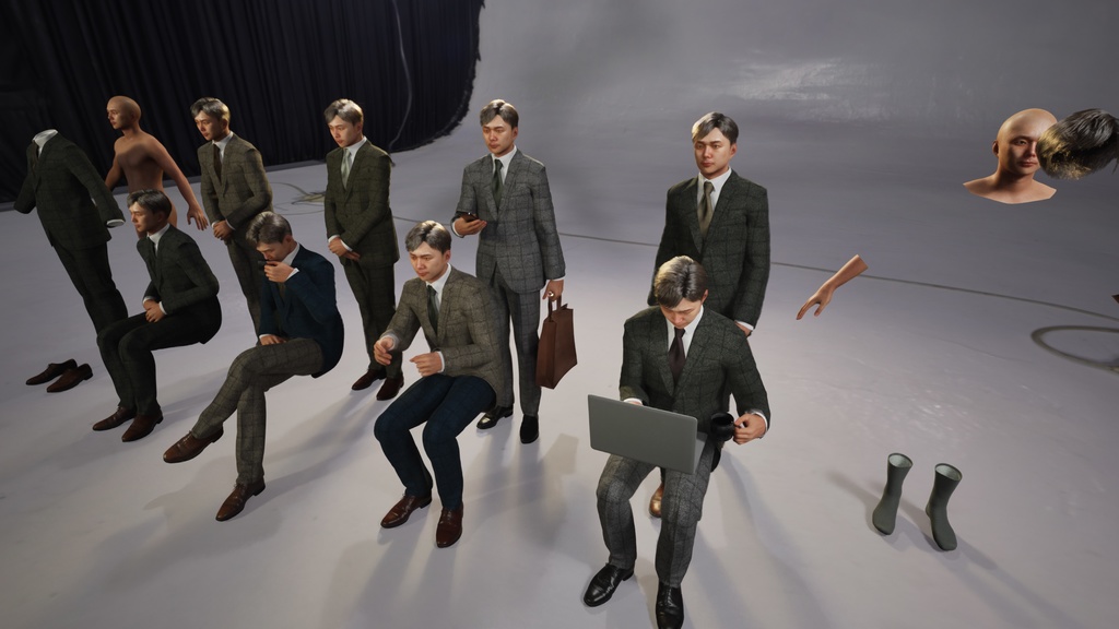 ビジネス男性3Dモデルver.2  B-MS2【UE5 / Blender / Cinema4D】モジュラーキャラクターシリーズ