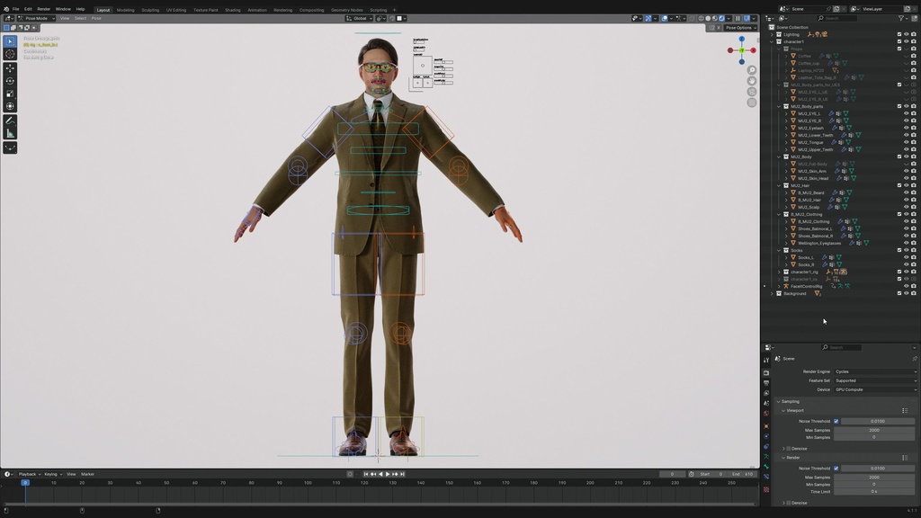 ビジネス男性3Dモデルver.2 B-MU2【UE5 / Blender / Cinema4D】モジュラーキャラクターシリーズ