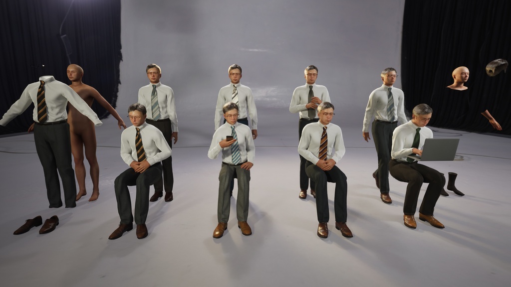 ビジネス男性3Dモデルver.2 B-MY2【UE5 / Blender / Cinema4D】モジュラーキャラクターシリーズ