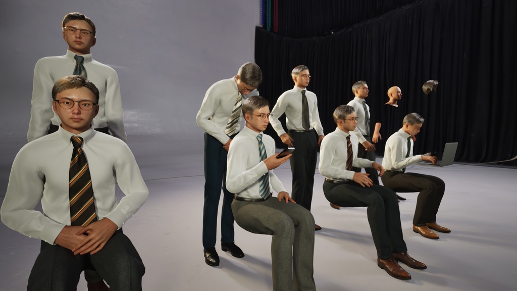 ビジネス男性3Dモデルver.2 B-MY2【UE5 / Blender / Cinema4D】モジュラーキャラクターシリーズ