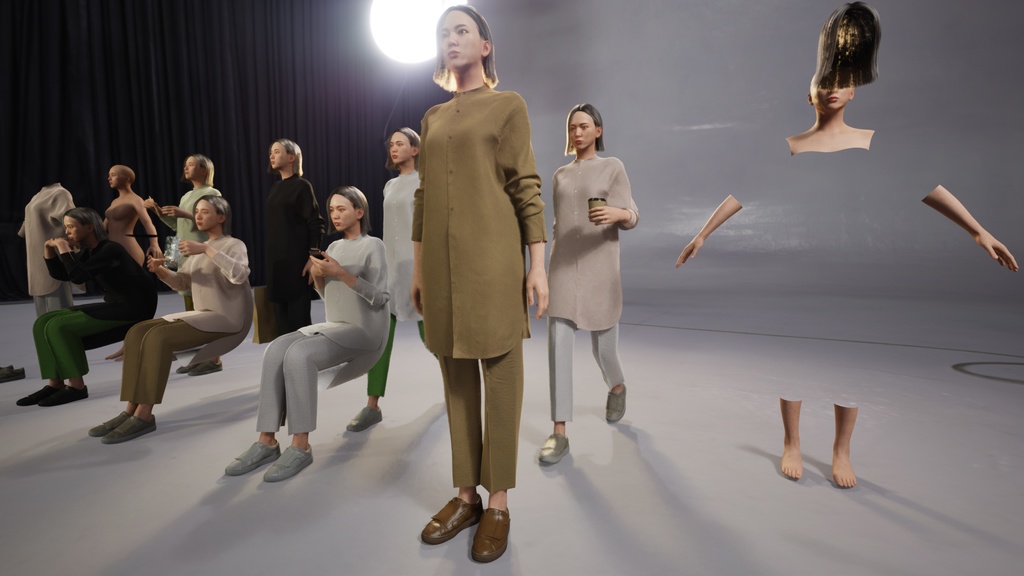 カジュアル女性3Dモデルver.2 C-FF2【UE5 / Blender / Cinema4D】モジュラーキャラクターシリーズ