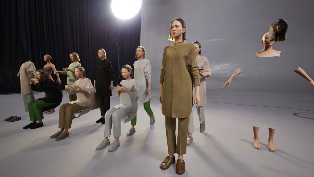 カジュアル女性3Dモデルver.2 C-FF2【UE5 / Blender / Cinema4D】モジュラーキャラクターシリーズ