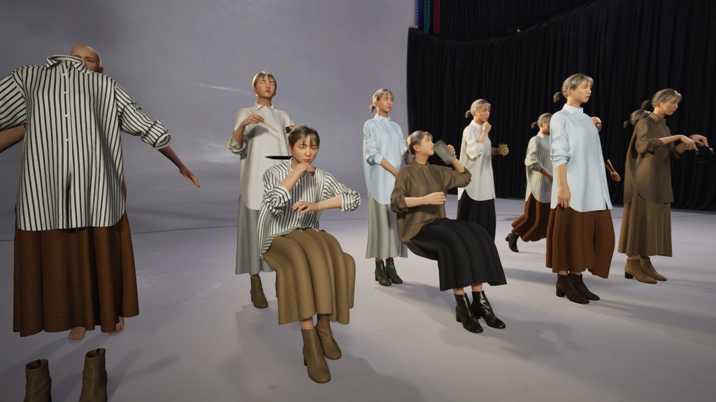 カジュアル女性3Dモデルver.2 C-FH2【UE5 / Blender / Cinema4D】モジュラーキャラクターシリーズ