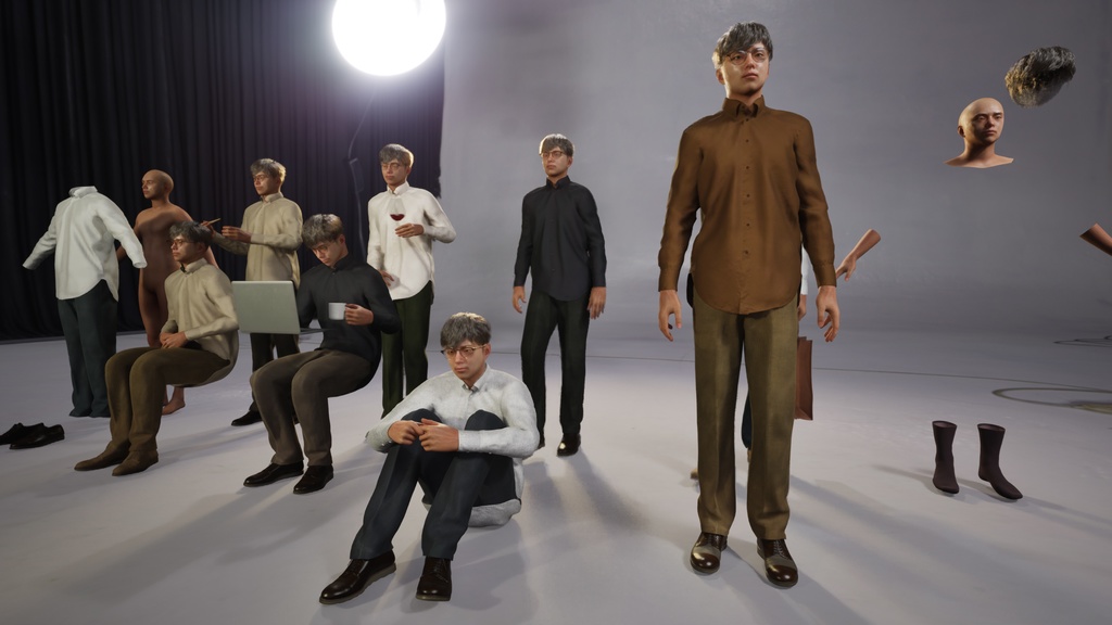 カジュアル男性3Dモデルver.2 C-ME2【UE5 / Blender / Cinema4D】モジュラーキャラクターシリーズ