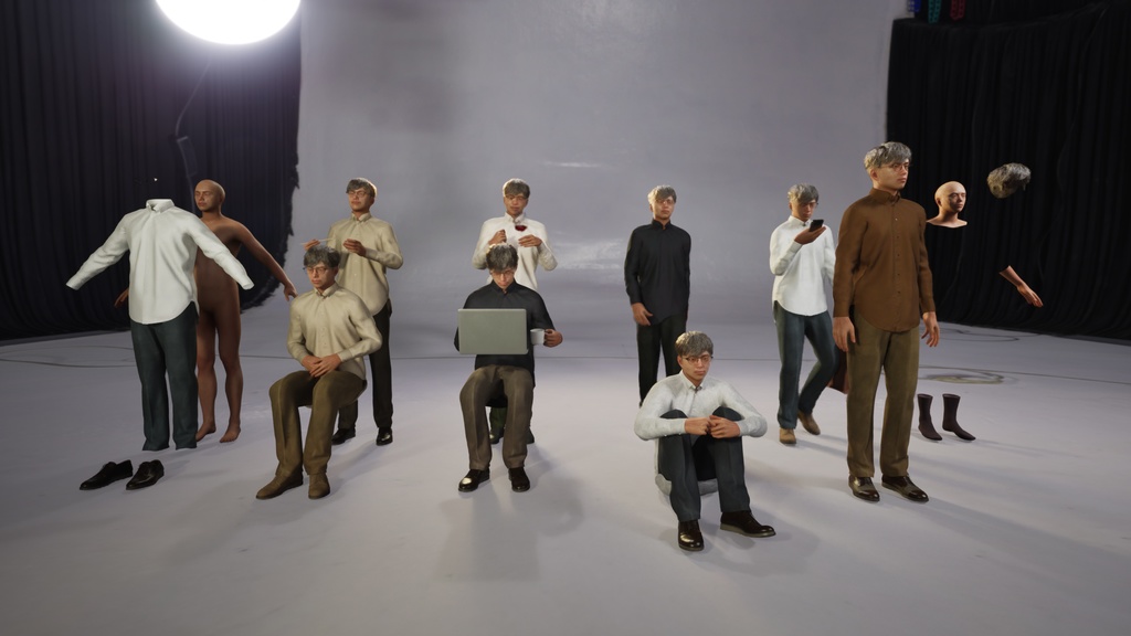 カジュアル男性3Dモデルver.2 C-ME2【UE5 / Blender / Cinema4D】モジュラーキャラクターシリーズ