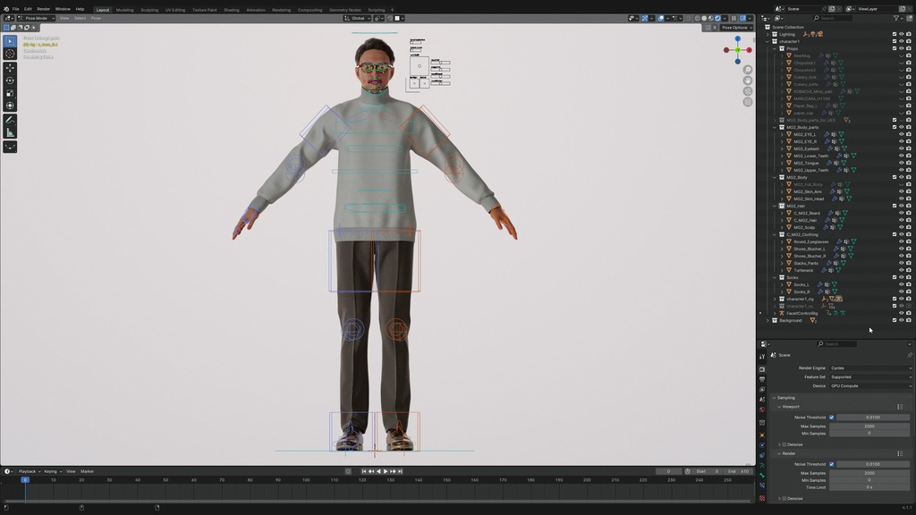 カジュアル男性3Dモデルver.2 C-MG2【UE5 / Blender / Cinema4D】モジュラーキャラクターシリーズ
