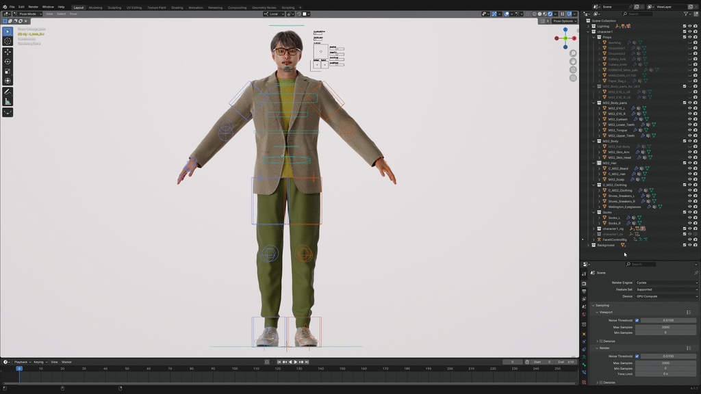 カジュアル男性3Dモデルver.2 C-MS2【UE5 / Blender / Cinema4D】モジュラーキャラクターシリーズ