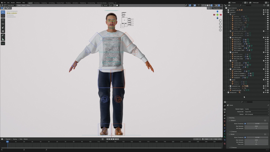 カジュアル男性3Dモデルver.2 C-MU2【UE5 / Blender / Cinema4D】モジュラーキャラクターシリーズ