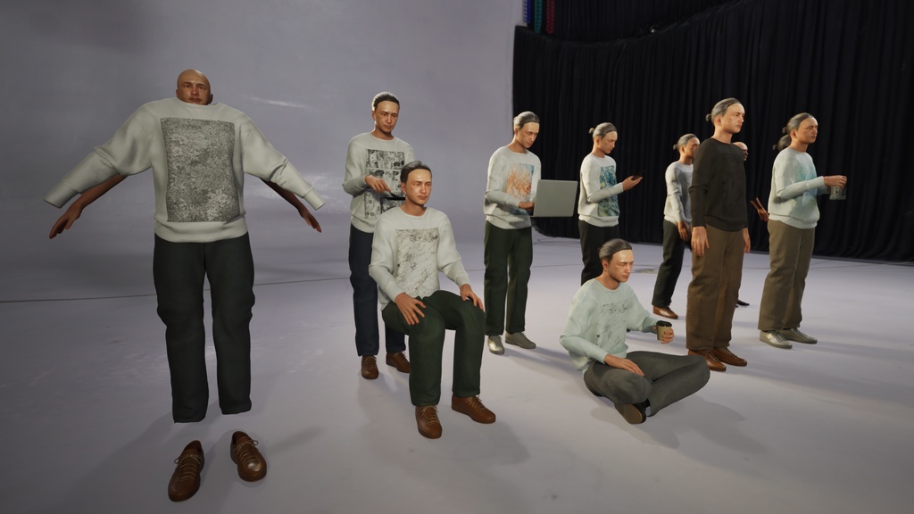 カジュアル男性3Dモデルver.2 C-MU2【UE5 / Blender / Cinema4D】モジュラーキャラクターシリーズ